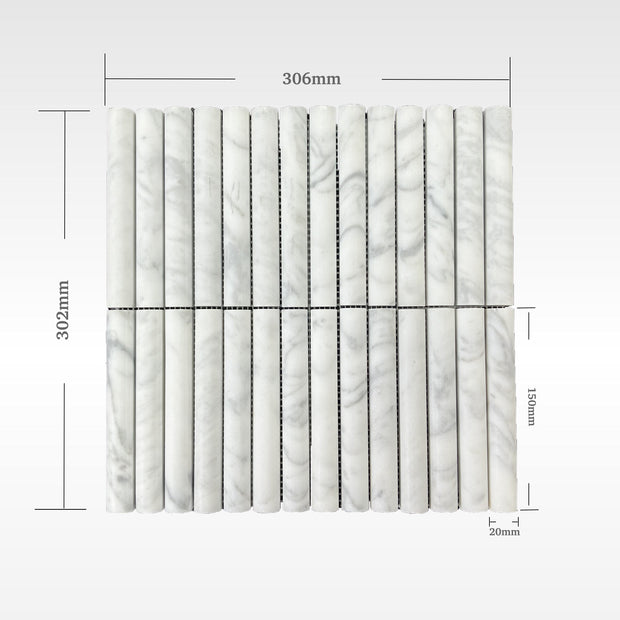 Carrara Convex Soft Matt Porcelain Mosaic tile