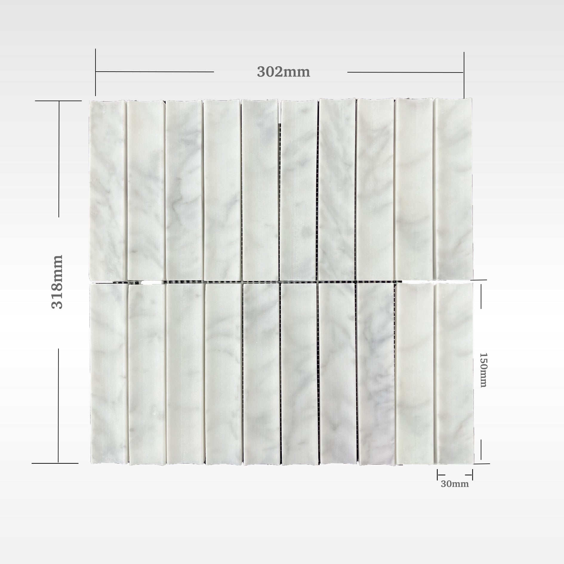 Carrara Mosaic Concave Mosaics Soft Matt