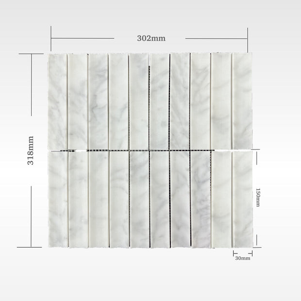 Carrara Concave Soft Matt Porcelain Mosaic tile