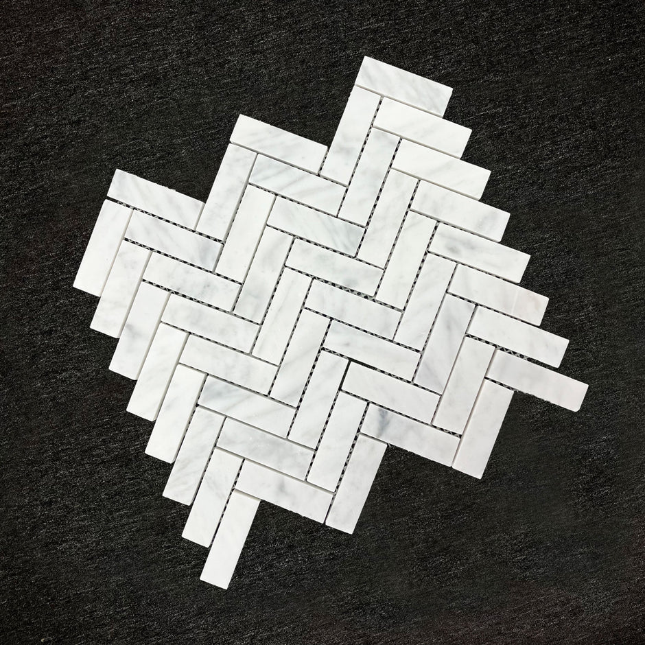 Carrara Mosaic Herringbone Mosaics Soft Matt