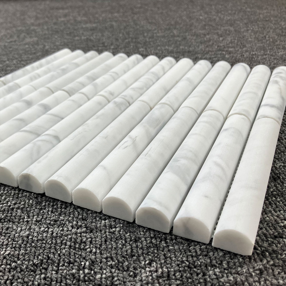 Carrara Convex Soft Matt Porcelain Mosaic laid tile layout