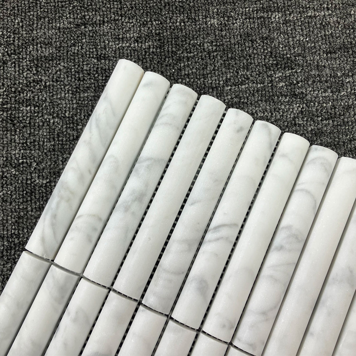 Carrara Convex Soft Matt Porcelain Mosaic laid tile layout