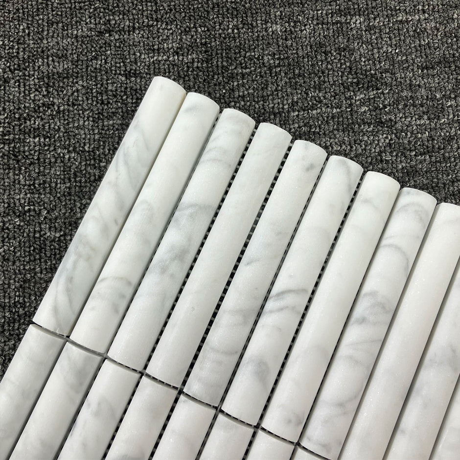 Carrara Convex Soft Matt Porcelain Mosaic laid tile layout