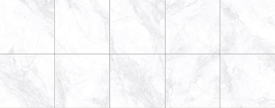 Flurries White Soft Matt Marble Look Porcelain Tiles laid tile layout
