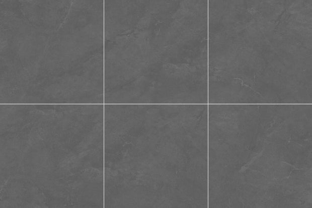 Loft Dark Matt Concrete Look Porcelain Tiles laid tile layout