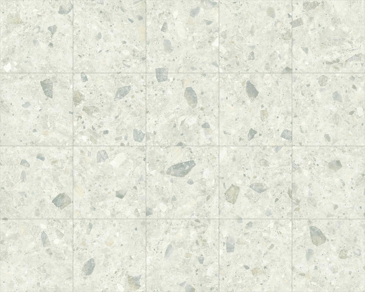Luxstone White Indoor Outdoor Porcelain Tiles laid tile layout