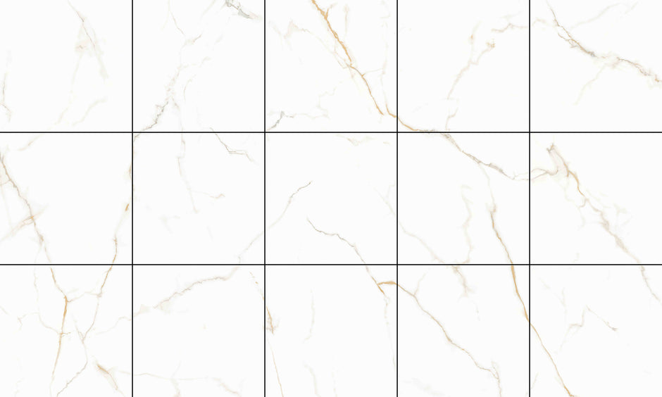 Statuario Gold Polished Marble Look Porcelain Tiles laid tile layout