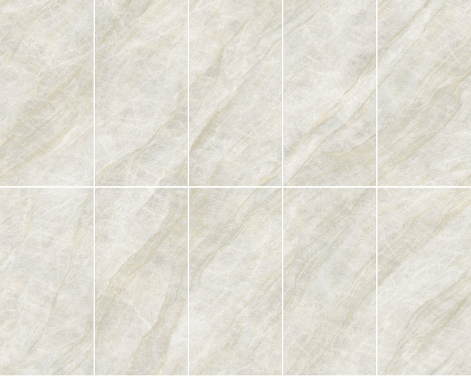 Taj Mahal Natural Soft Matt Marble Look Porcelain Tiles laid tile layout