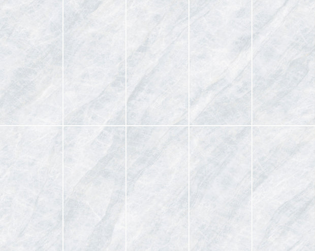 Taj Mahal Silver Soft Matt Marble Look Porcelain Tiles laid tile layout