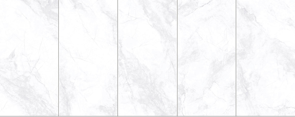 Flurries White Soft Matt Marble Look Porcelain Tiles laid tile layout
