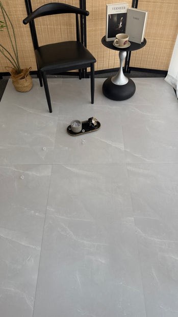 Vienna Grey Soft Matt Marble Look Porcelain Tiles laid tile layout