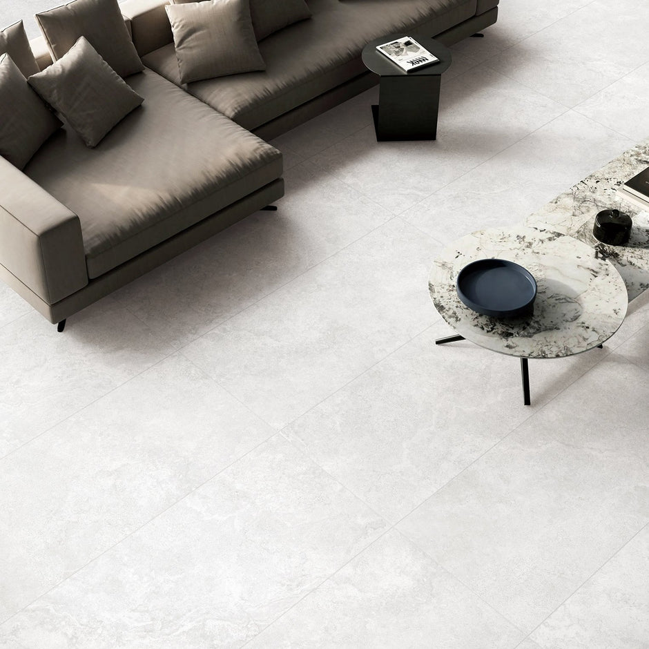 Flat-Alps White StoneTouch Porcelain Tiles laid tile layout