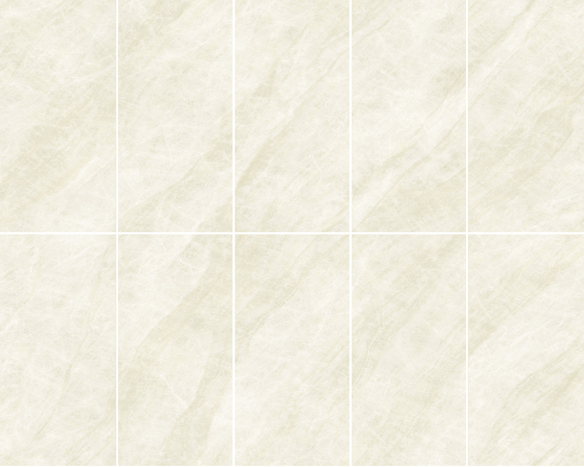 Taj Mahal Ivory StoneTouch Marble Look Porcelain Tiles laid tile layout