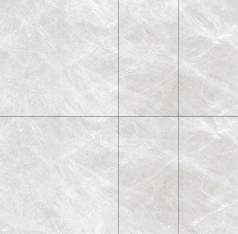 Taj Mahal White StoneTouch Marble Look Porcelain Tiles laid tile layout