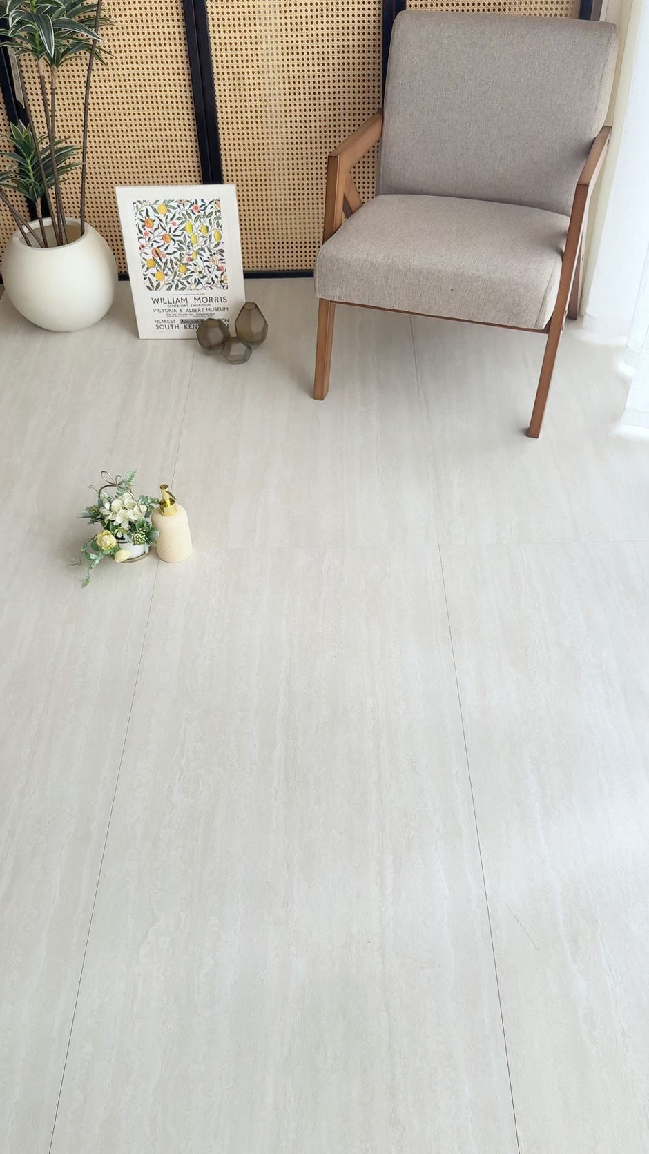 Victoria White Indoor Outdoor Porcelain Tiles laid tile layout