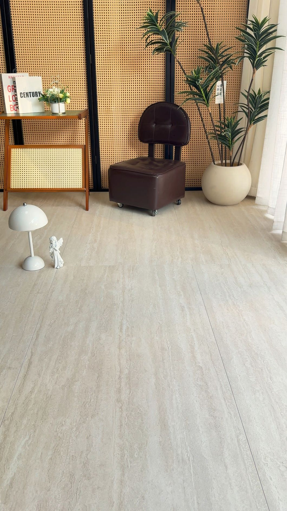 Victoria Beige Indoor Outdoor Porcelain Tiles laid tile layout