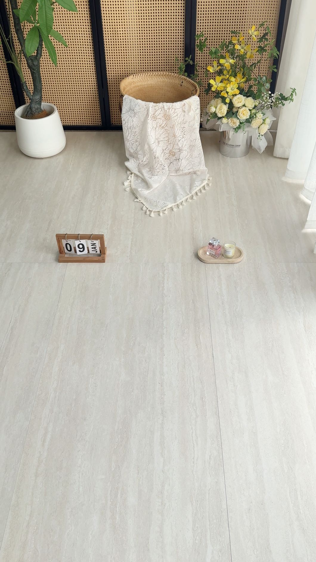 Victoria Cream Indoor Outdoor Porcelain Tiles laid tile layout