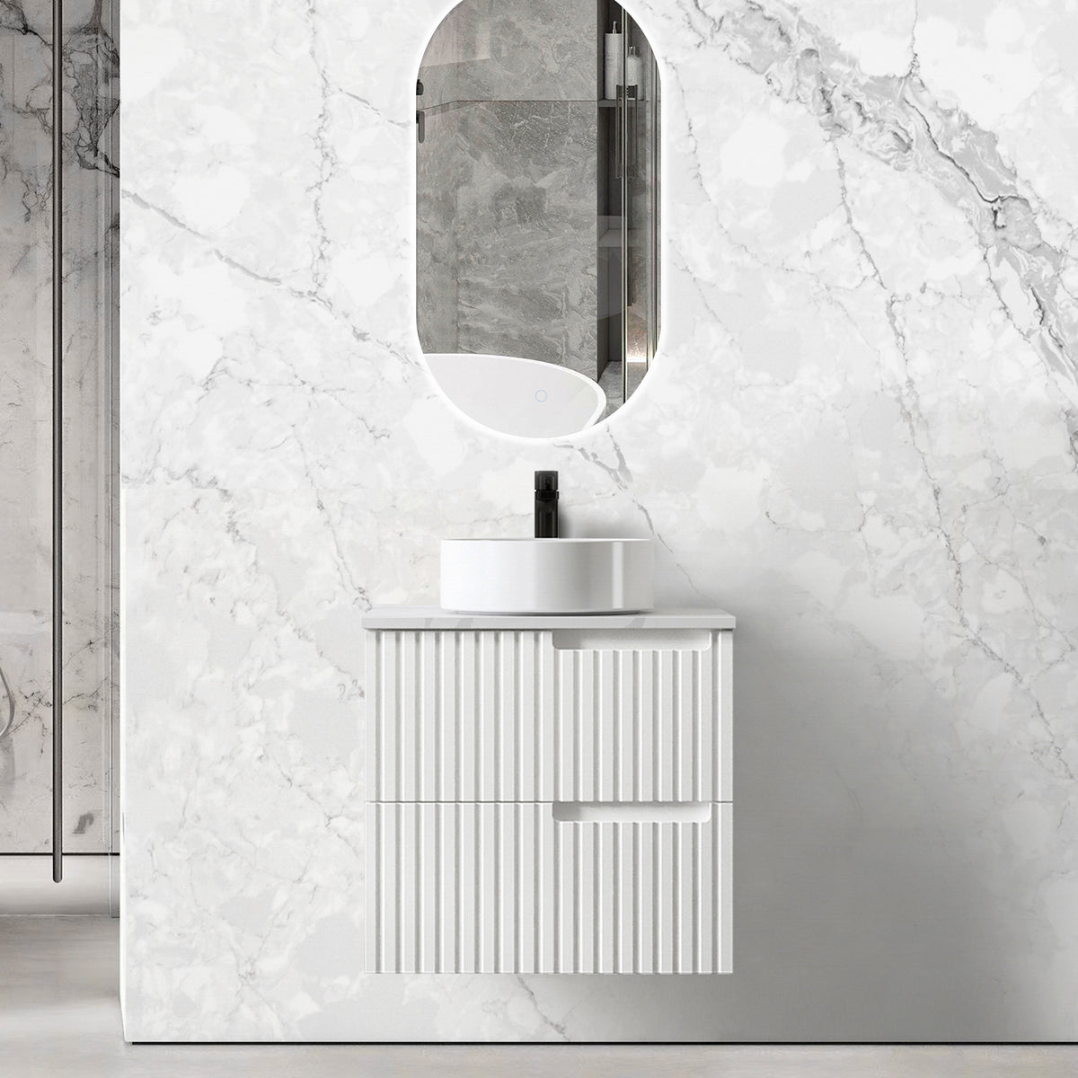 Newport 900x450 White Shaving Cabinet