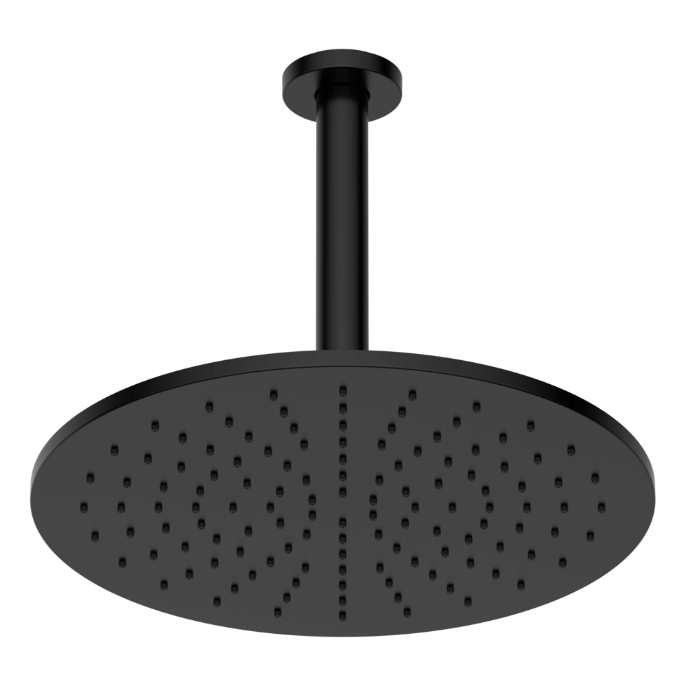 Brass Round Vertical Shower 300mm in Black