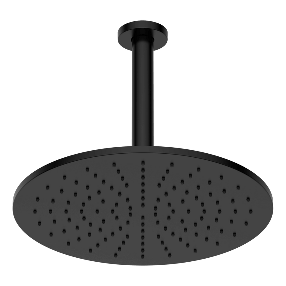 Brass Round Vertical Shower 300mm in Black