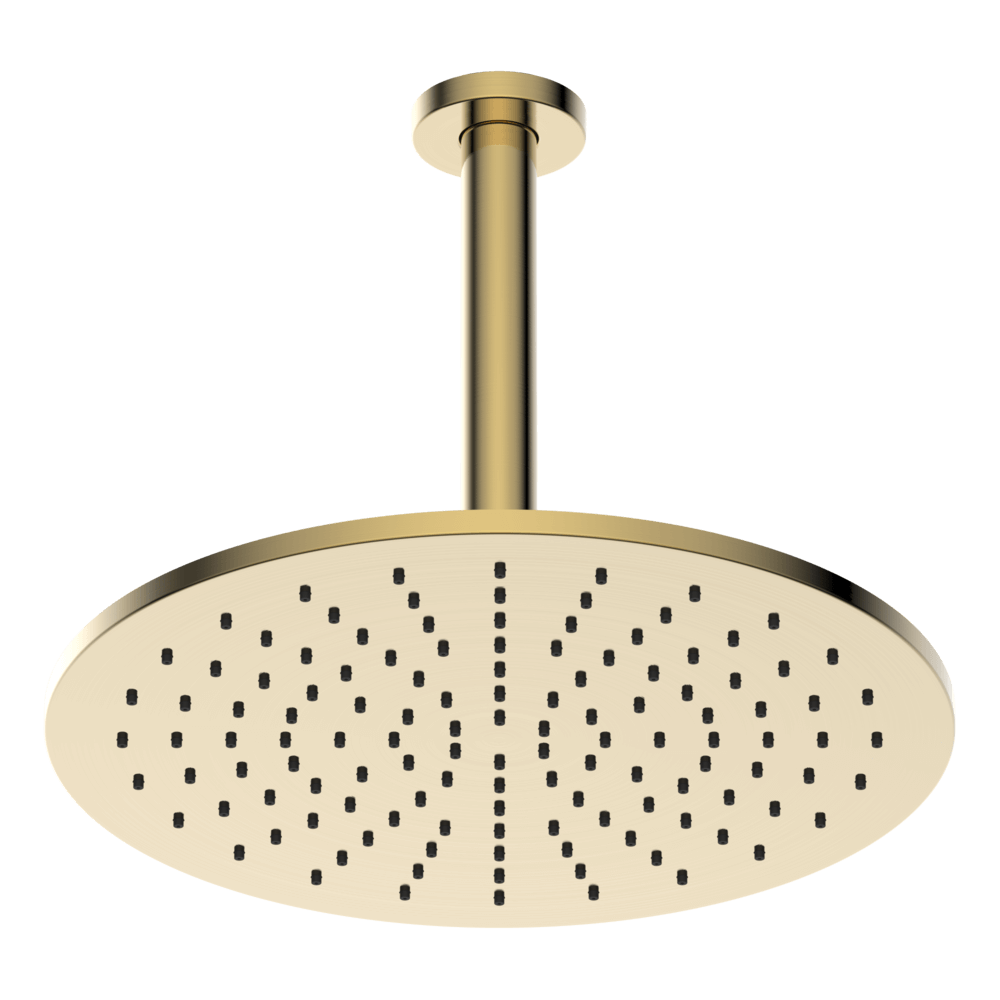 Brass Round Vertical Shower 300mm in Brushed Brass