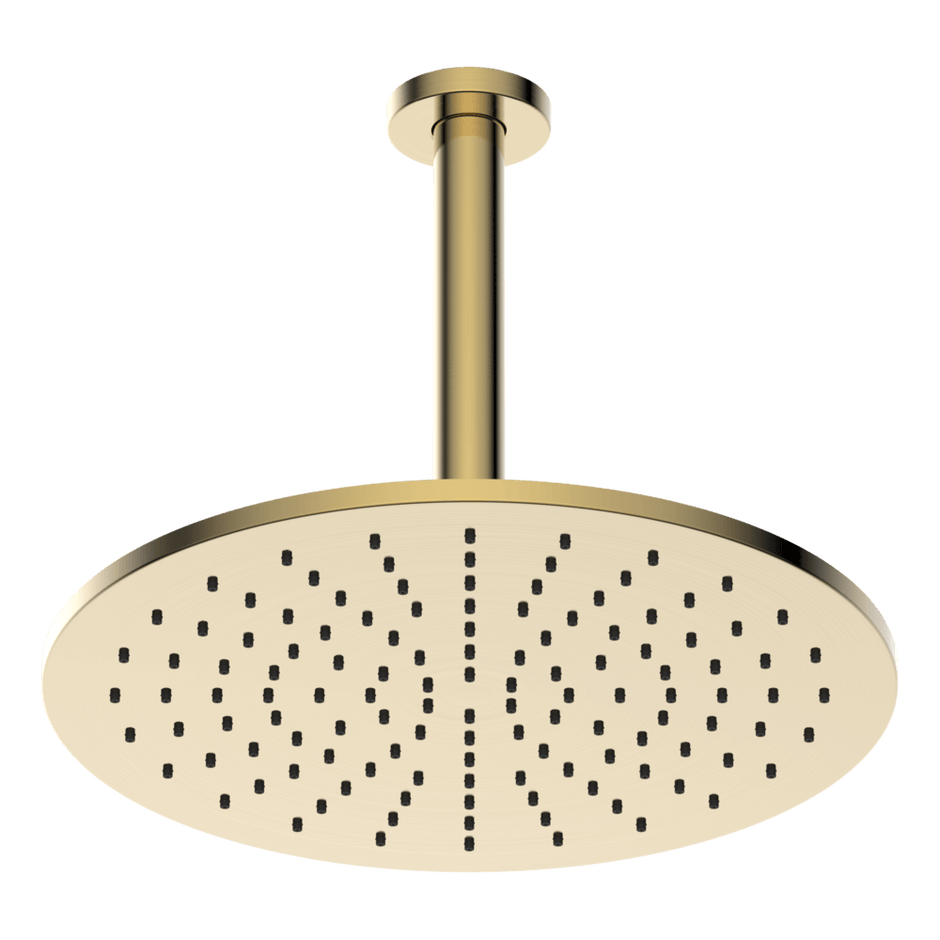 Brass Round Vertical Shower 300mm in Brushed Brass