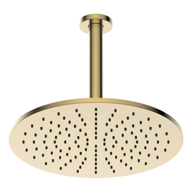 Brass Round Vertical Shower 300mm in Brushed Brass