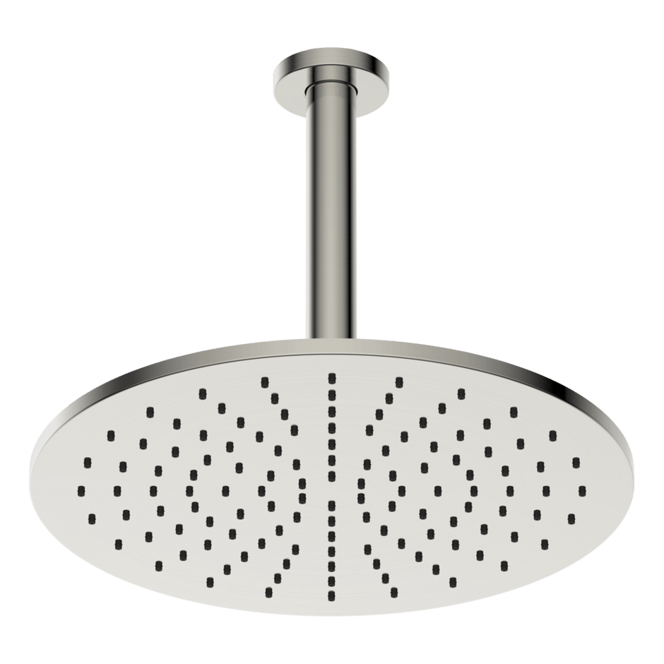 Brass Round Vertical Shower 300mm in Brushed Nickel