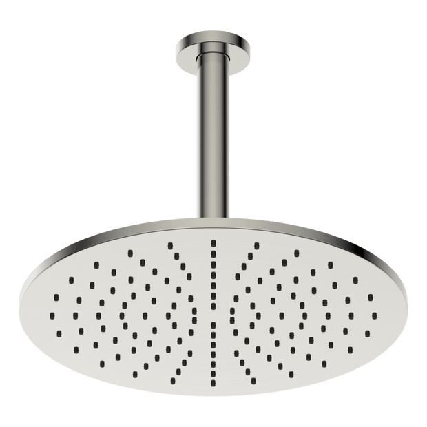 Brass Round Vertical Shower 300mm in Brushed Nickel