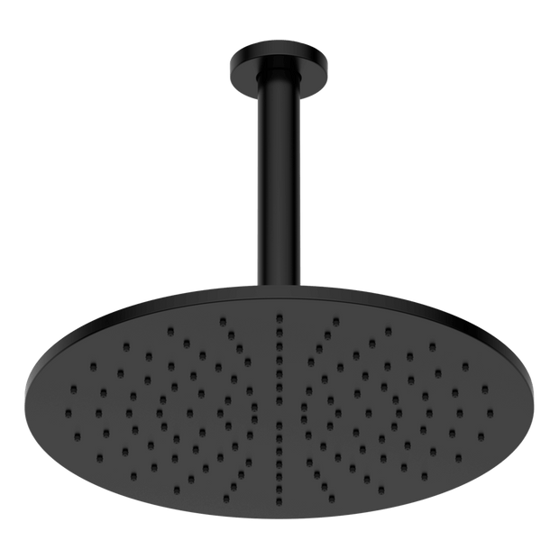 Brass Round Vertical Shower 300mm in Black