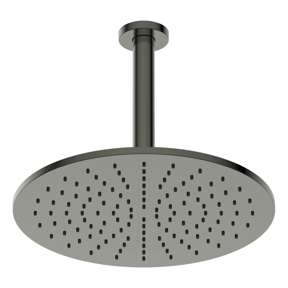 Brass Round Vertical Shower 300mm in Gun Metal