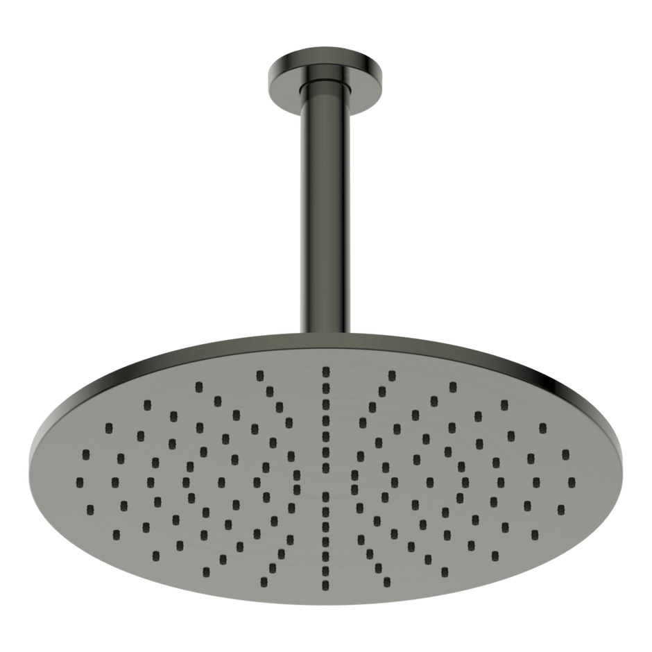 Brass Round Vertical Shower 300mm in Gun Metal