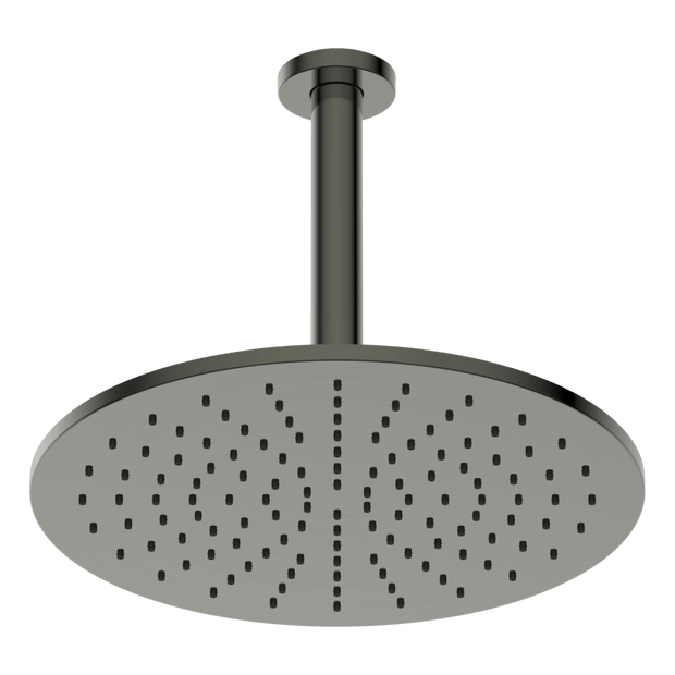 Brass Round Vertical Shower 300mm in Gun Metal