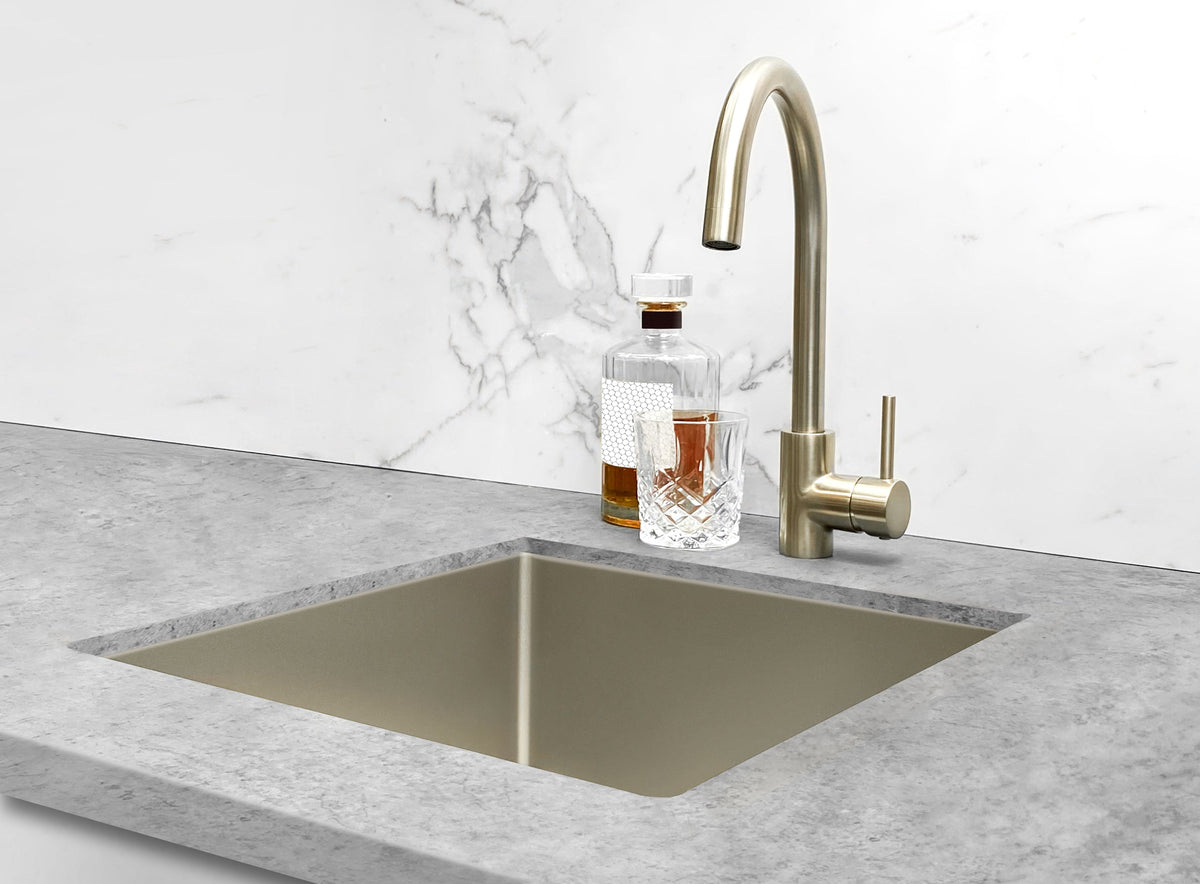 Round Gooseneck Kitchen Mixer Tap - PVD Brushed Nickel