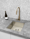 Round Piccola Pull Out Kitchen Mixer Tap - Champagne