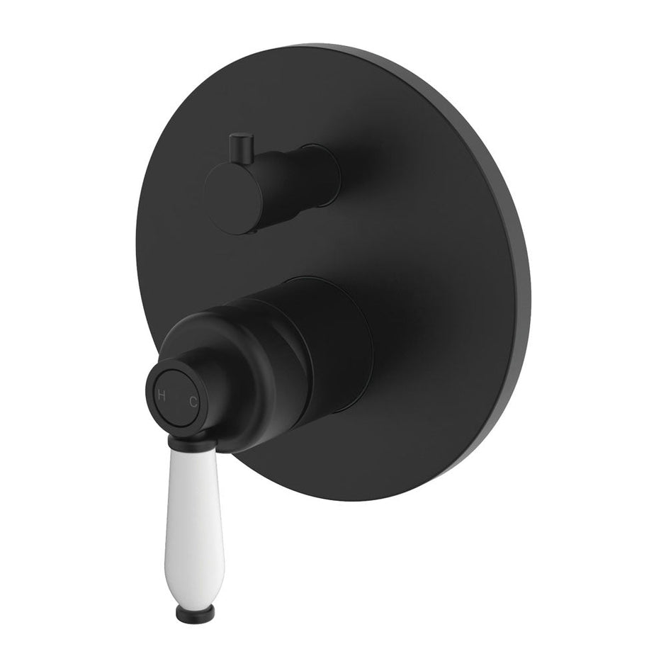 Eleanor Wall Diverter Mixer in Matte Black / Ceramic