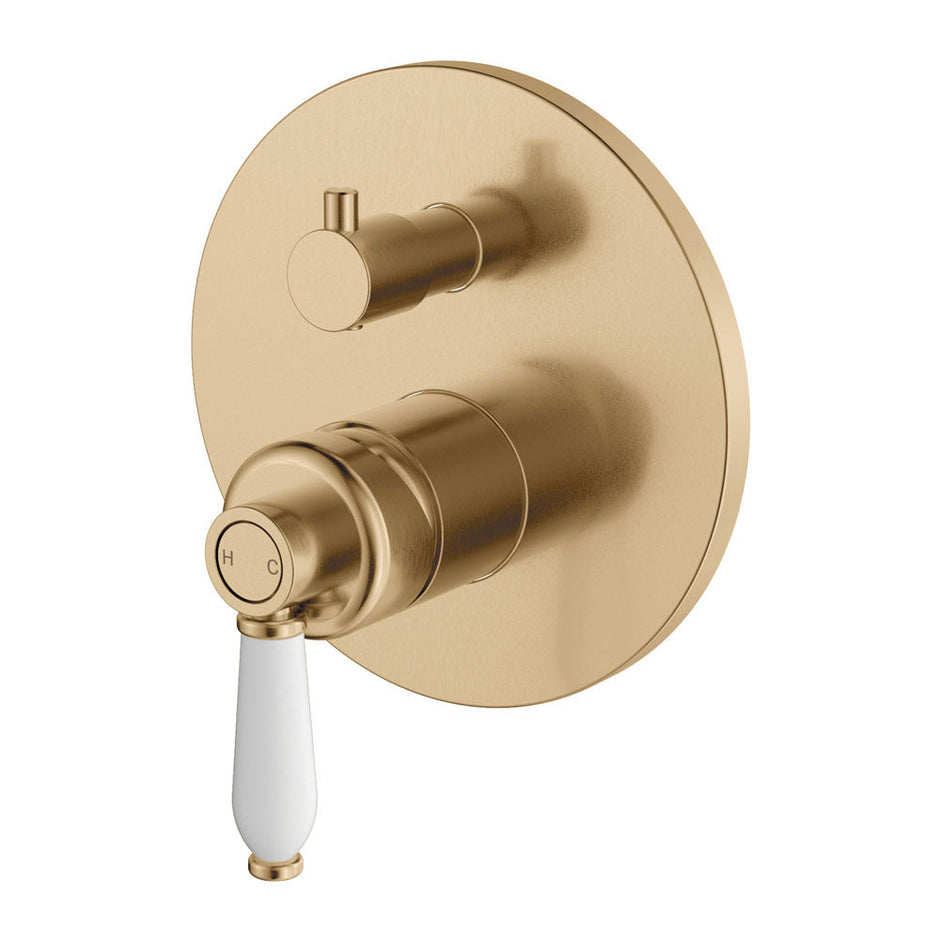 Eleanor Wall Diverter Mixer in Urban Brass / Ceramic