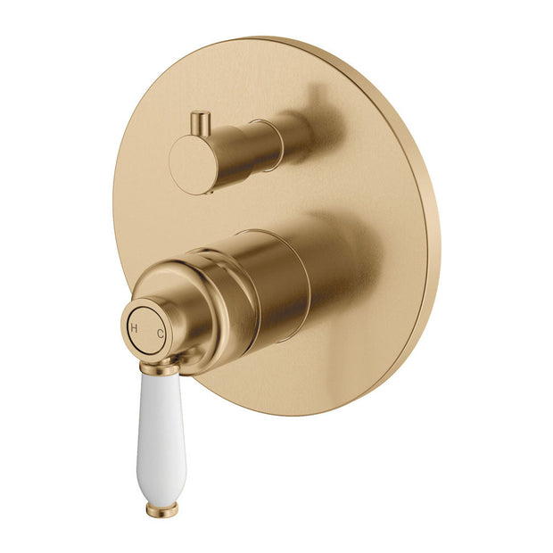 Eleanor Wall Diverter Mixer in Urban Brass / Ceramic