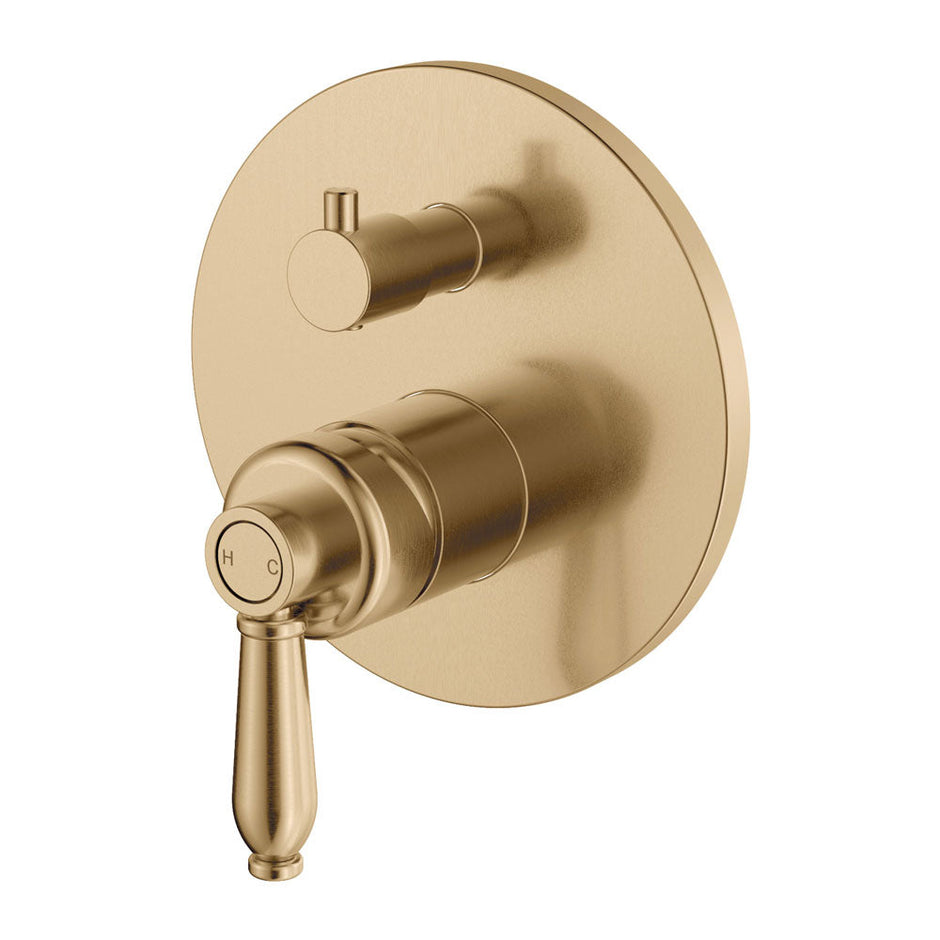 Eleanor Wall Diverter Mixer in Urban Brass / Urban Brass
