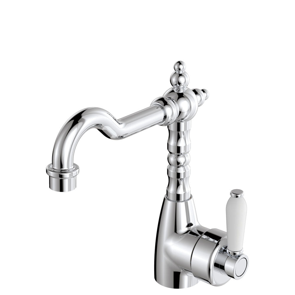 Eleanor Shepherds Crook Basin Mixer in Chrome / Ceramic