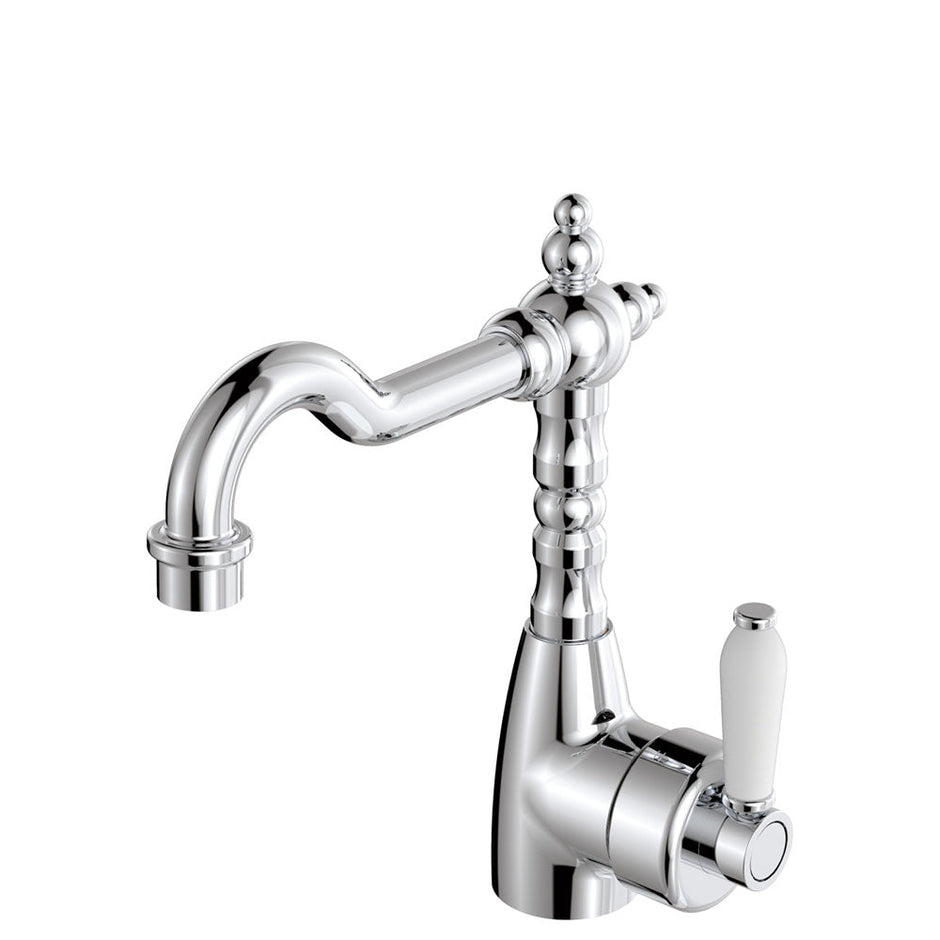 Eleanor Shepherds Crook Basin Mixer in Chrome / Ceramic