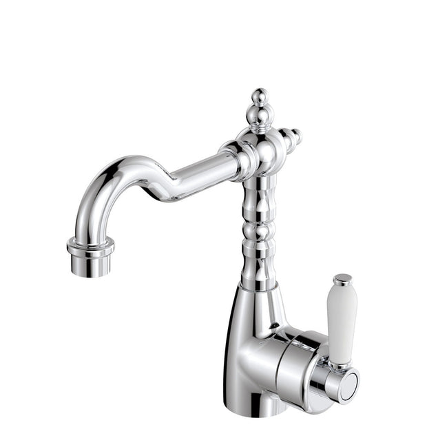 Eleanor Shepherds Crook Basin Mixer in Chrome / Ceramic
