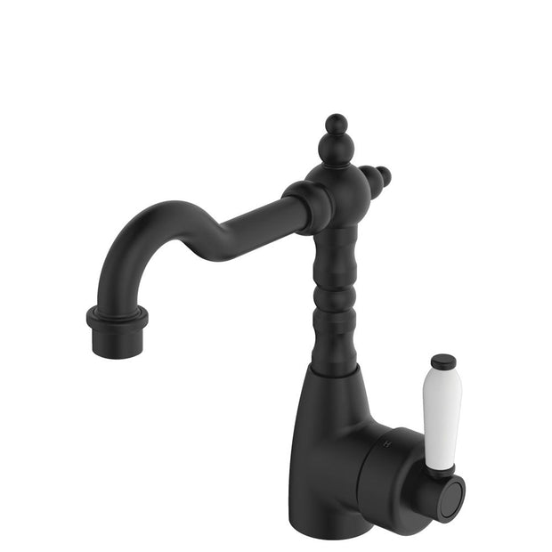 Eleanor Shepherds Crook Basin Mixer in Matte Black / Ceramic