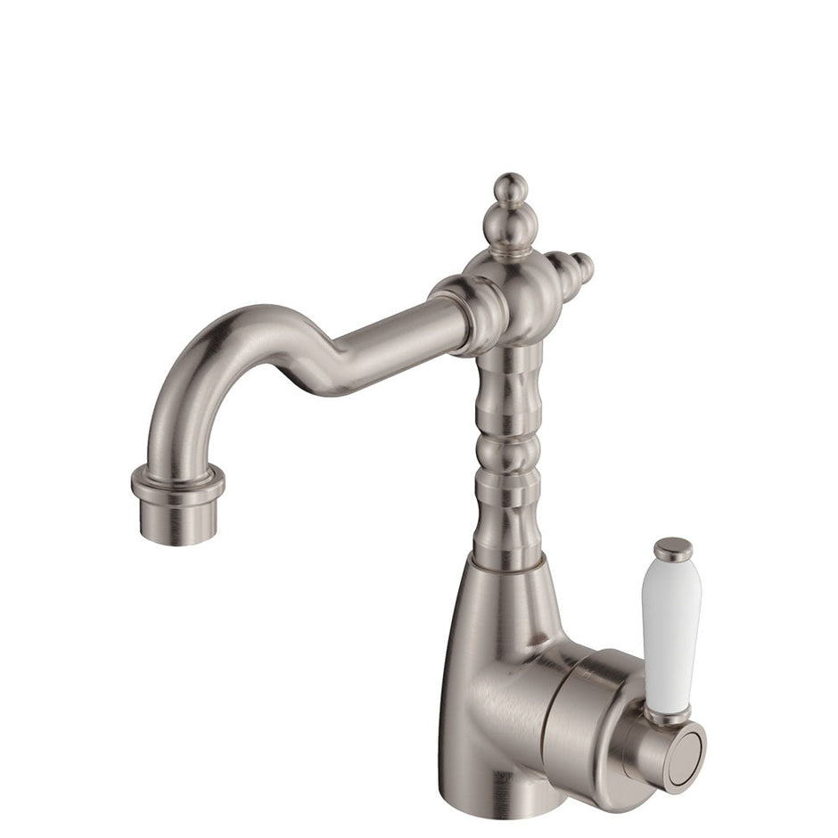 Eleanor Shepherds Crook Basin Mixer in Brushed Nickel / Ceramic