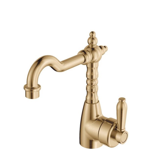 Eleanor Shepherds Crook Basin Mixer in Urban Brass / Urban Brass