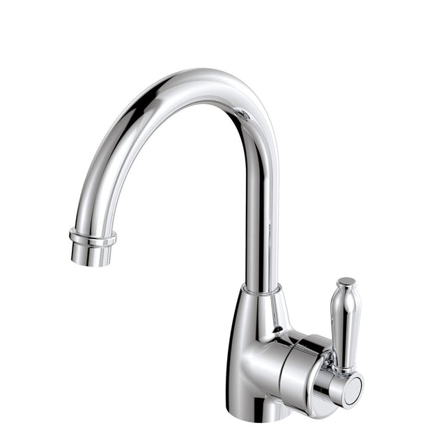 Eleanor Gooseneck Basin Mixer in Chrome / Chrome