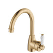 Eleanor Gooseneck Basin Mixer in Urban Brass / Ceramic