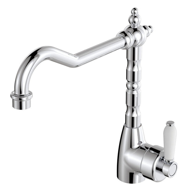 Eleanor Shepherds Crook Sink Mixer in Chrome / Ceramic