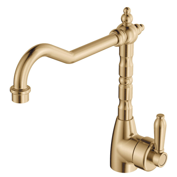 Eleanor Shepherds Crook Sink Mixer in Urban Brass / Urban Brass