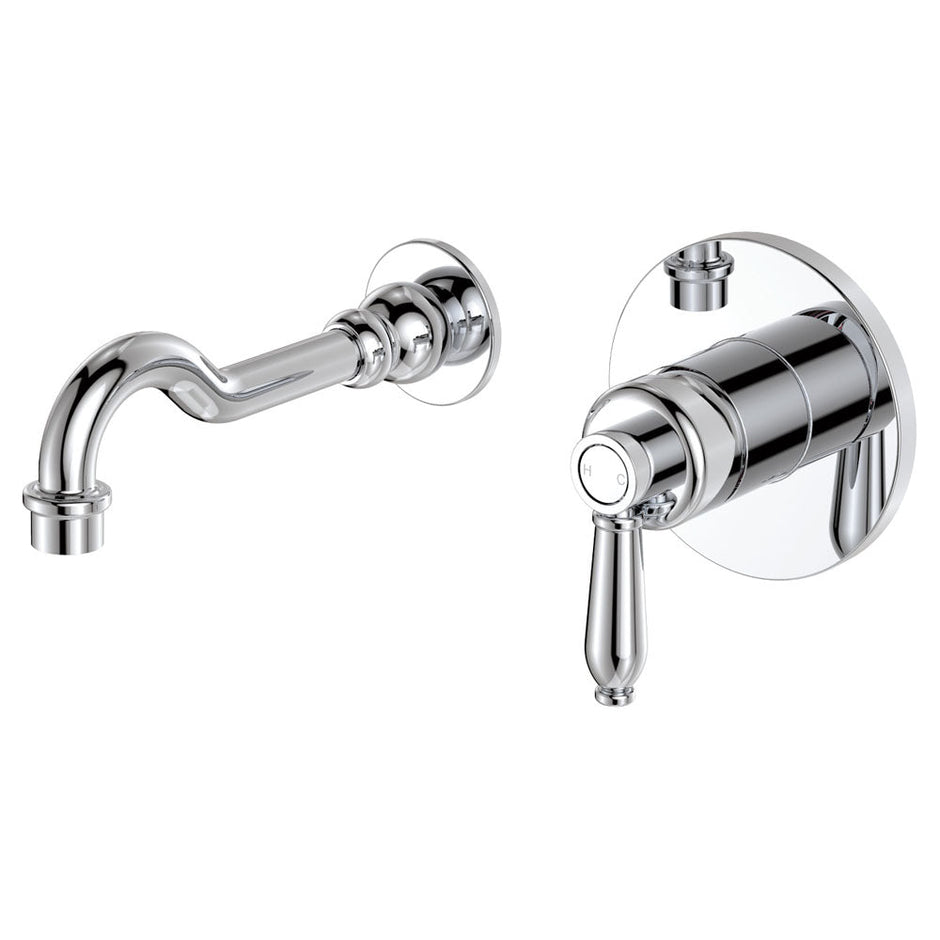 Eleanor Wall Basin/Bath Mixer Set in Chrome / Chrome